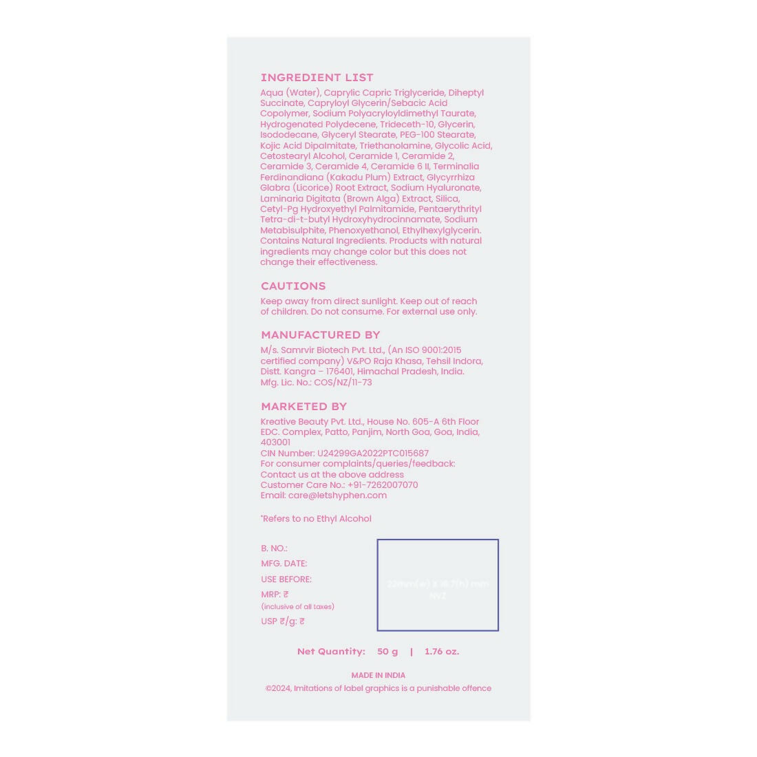 Hyphen By Kriti Sanon Pigmentation Corrector Daily Cream, Reduce Pigmentation & Dark Spots, Brightens & Even Tones Skin, Moisturizes Skin