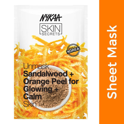 Buy Nykaa Skin Secrets Indian Rituals Sandalwood + Orange Peel Sheet Mask For Glowing & Calm Skin from DrMediCart, Ship from India to USA