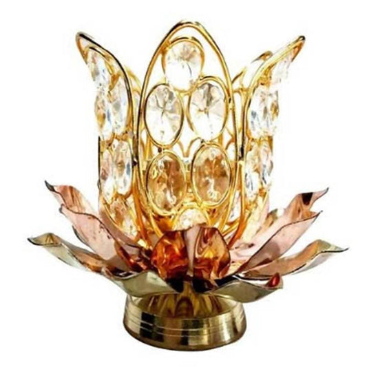 Buy Puja N Pujari Brass Lotus Shape Crystal Akhand Diya
