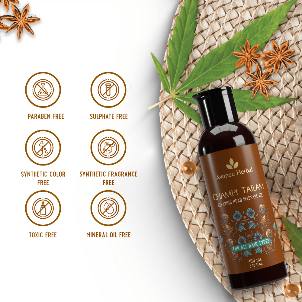 Avimee Herbal Champi Tailam, Relaxing Head Massage Oil, For All Hair Types