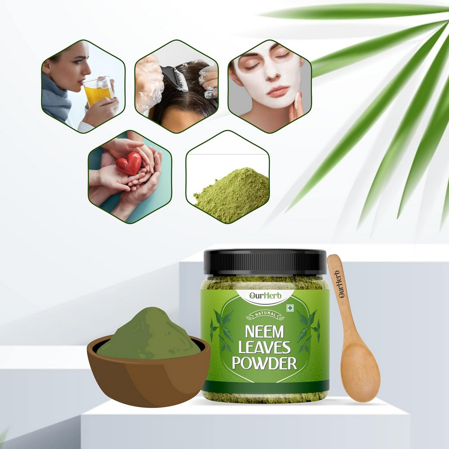 OurHerb Pure Neem Leaves Powder For Face Pack & Hair Care