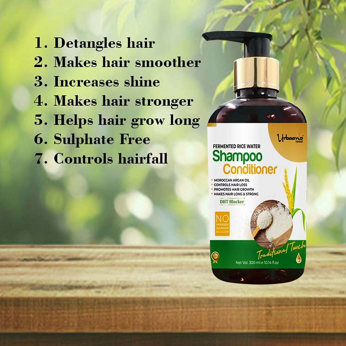 Urbaano Herbal Fermented Rice Water Shampoo