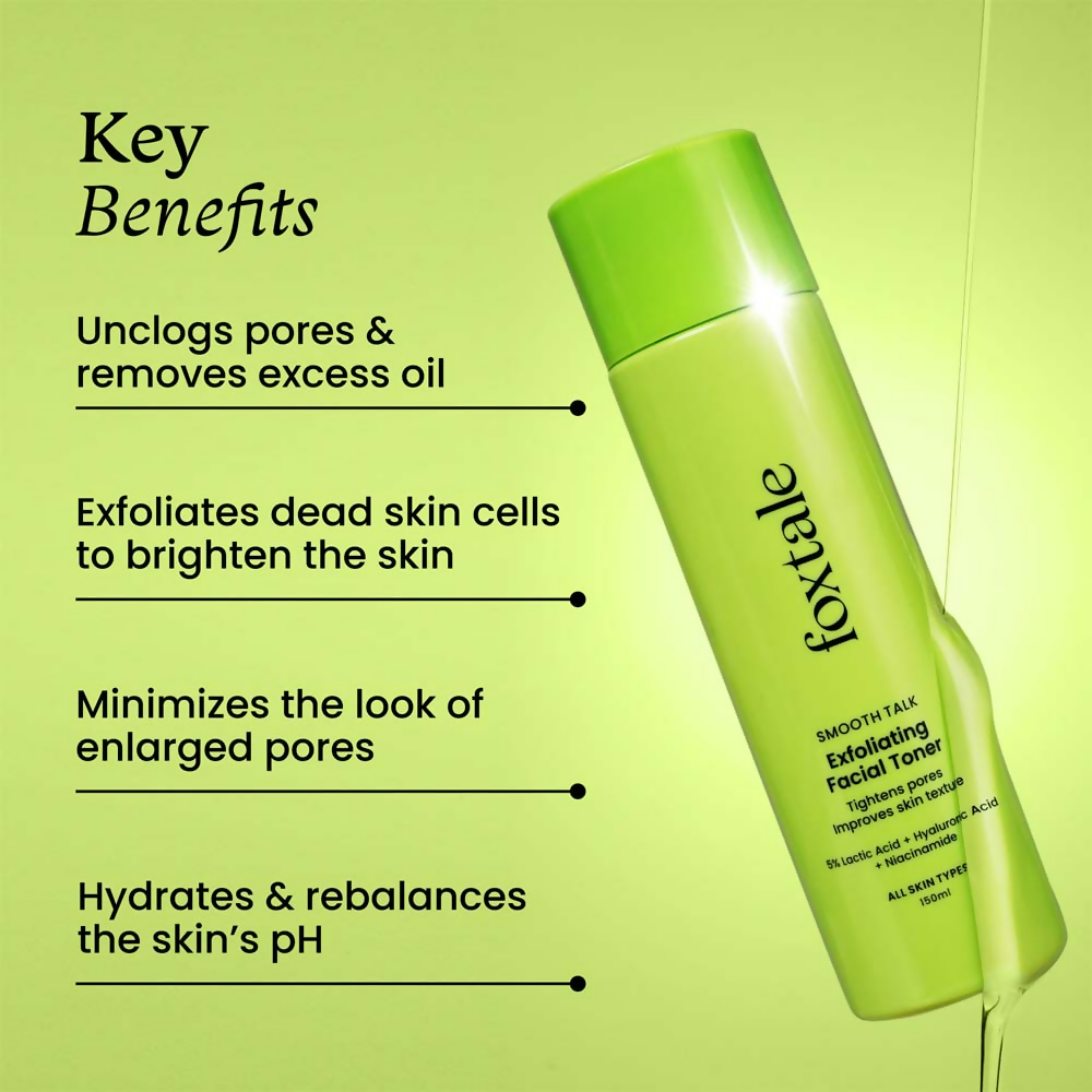 Foxtale Exfoliating Toner with 5% Latic Acid & Niacinamide for Brighter Skin & Tighter Pores