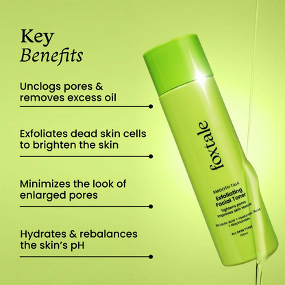 Foxtale Exfoliating Toner with 5% Latic Acid & Niacinamide for Brighter Skin & Tighter Pores