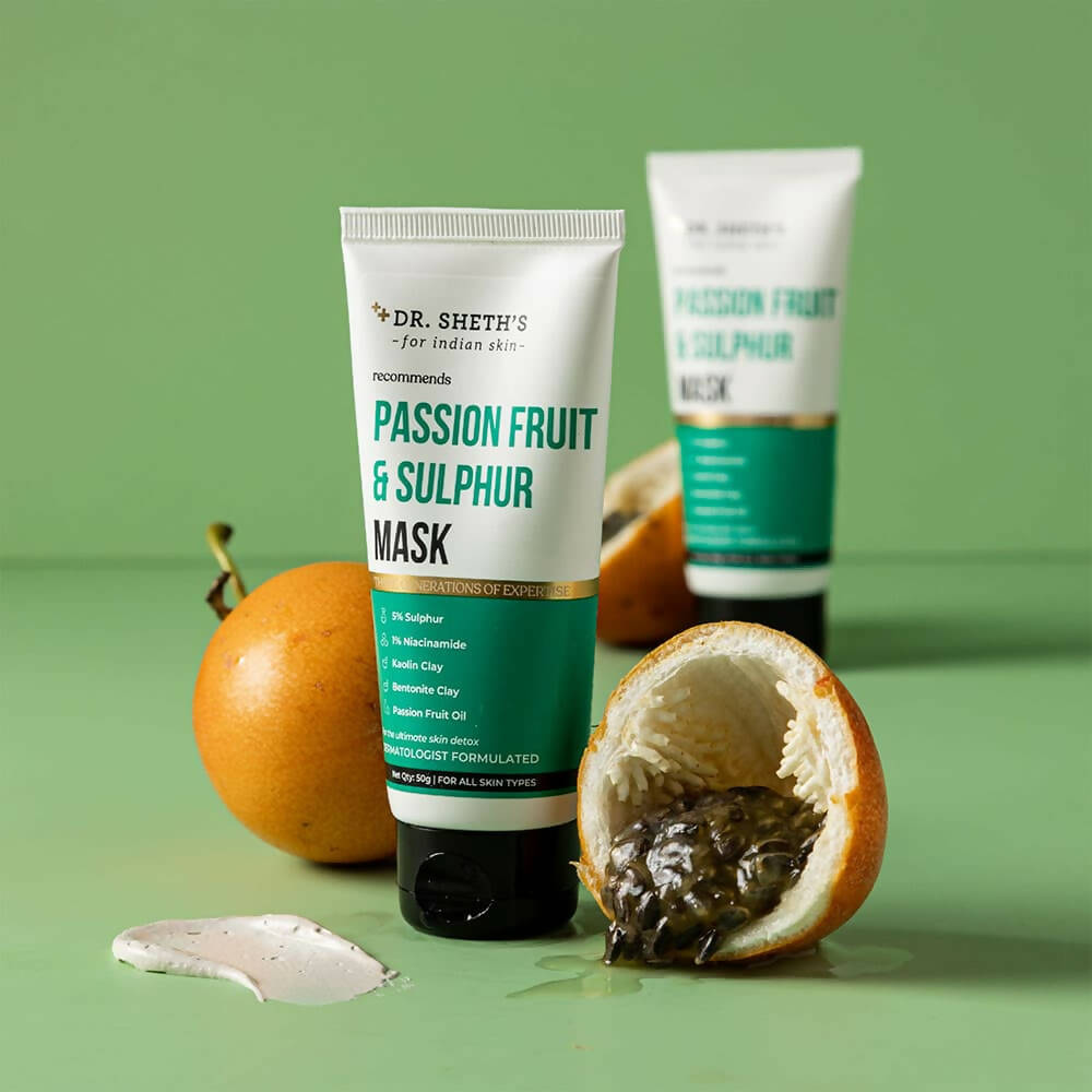 Dr. Sheth's Passion Fruit & Sulphur Face Mask For Skin Detoxifying, Brightens Skin, For All Skin Types