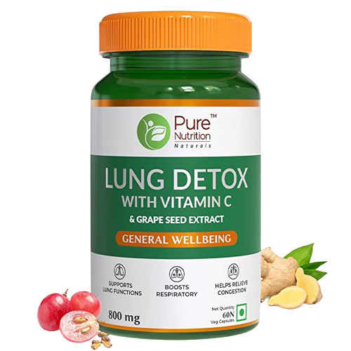 Pure Nutrition Lung Detox with Vitamin C & Grape Seed Extract Veg Capsules
