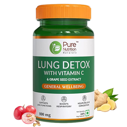 Pure Nutrition Lung Detox with Vitamin C & Grape Seed Extract Veg Capsules