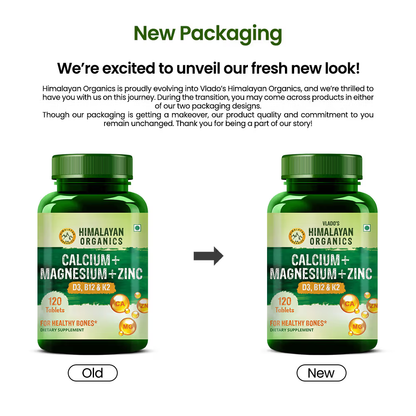 Himalayan Organics Calcium+Magnesium+Zinc D3 & B12 Tablets