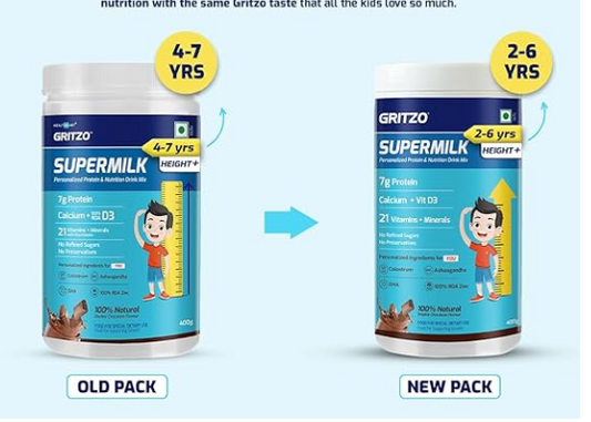 Gritzo Supermilk Weight+ For 4-7Y Boys - Double Chocolate Flavor