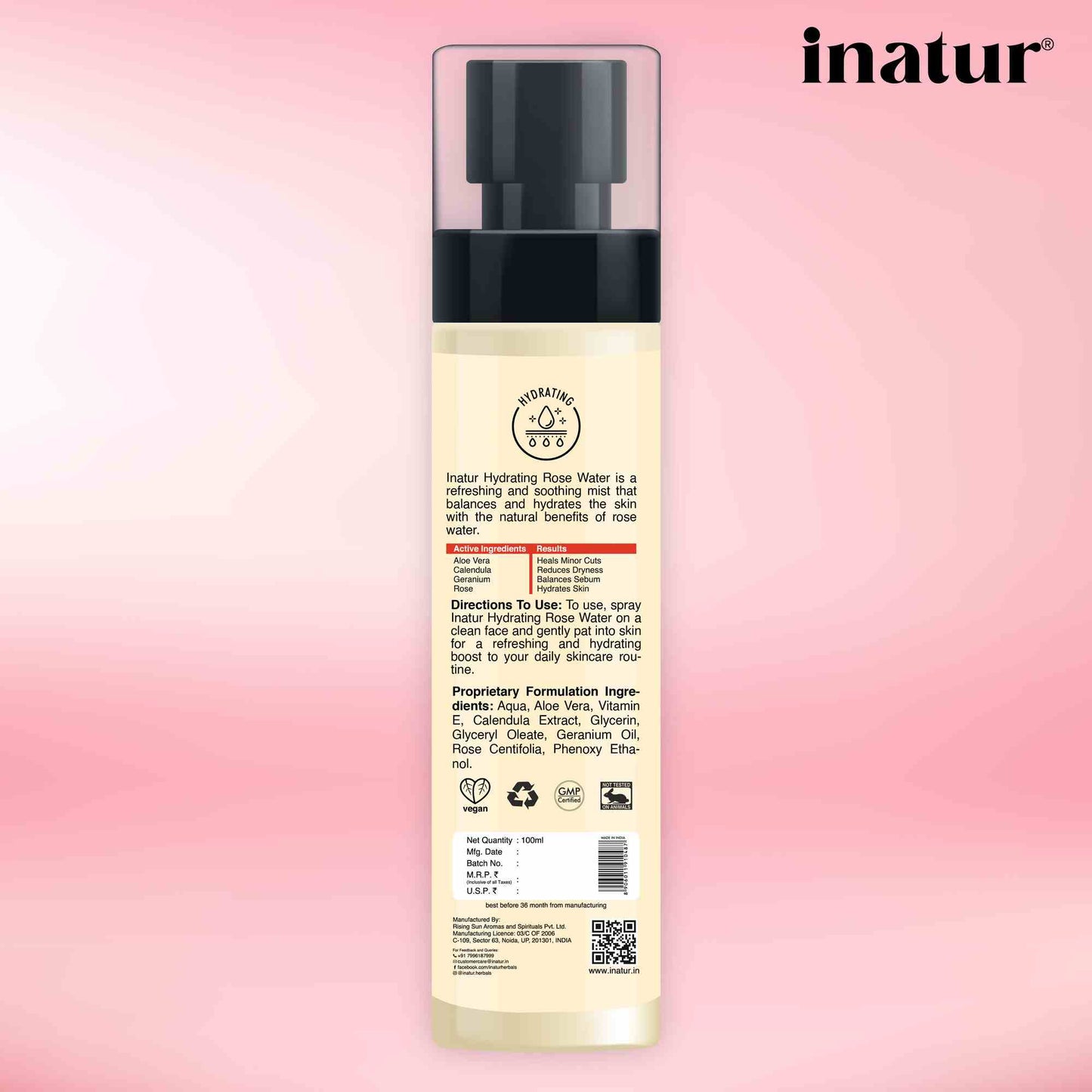 Inatur Rose Hydrosol Floral Water