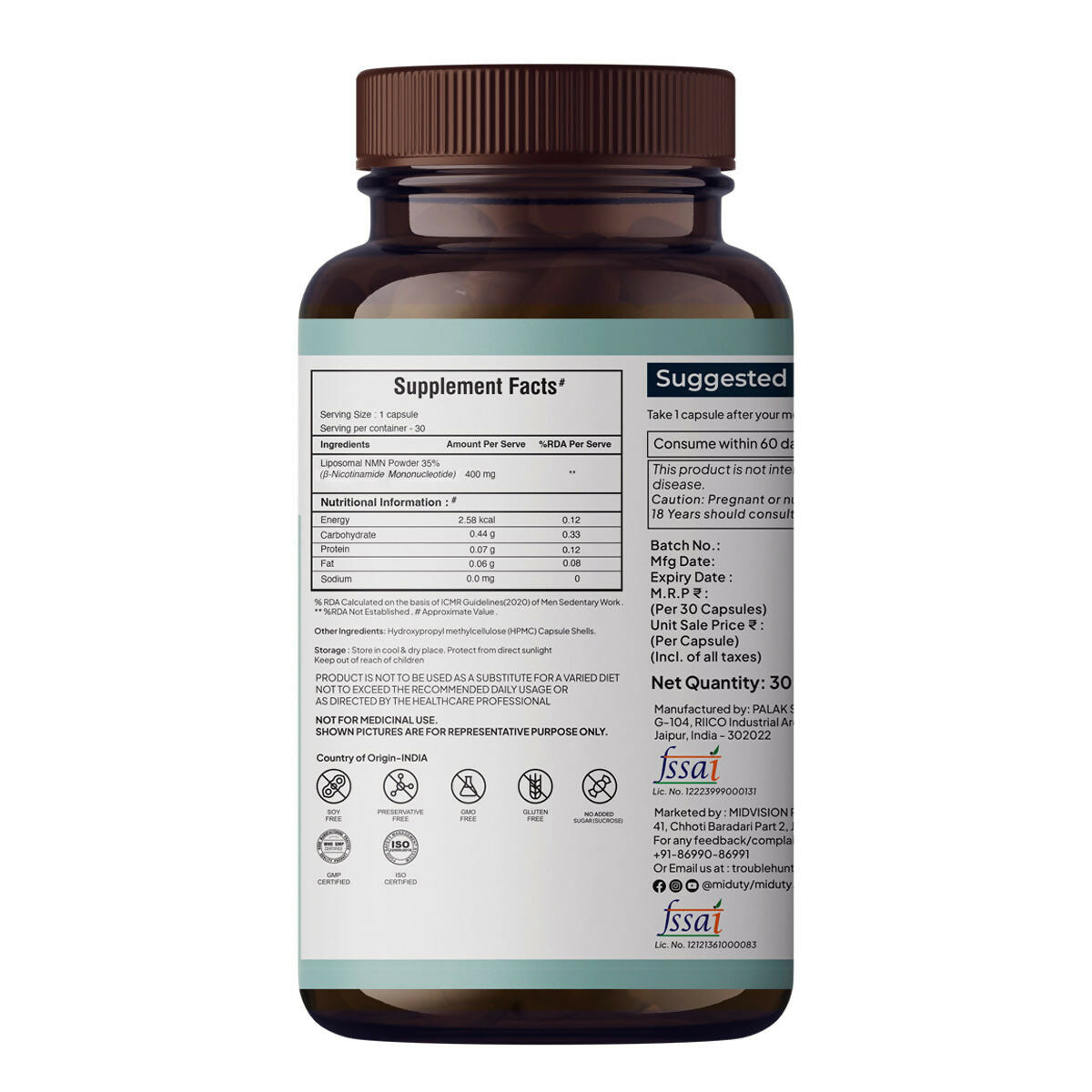 Miduty by Palak Notes Liposomal NMN Capsules