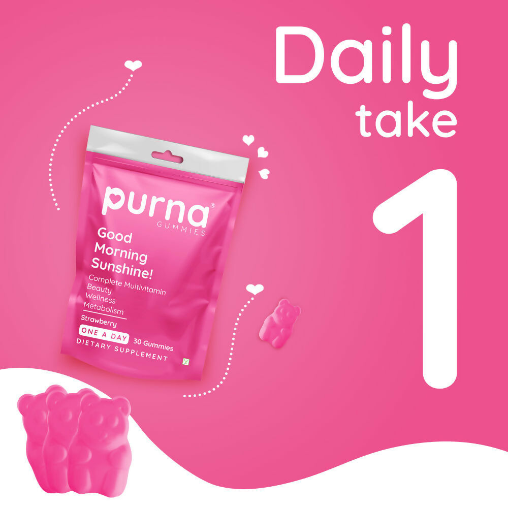 Purna Gummies Multivitamin Strawberry Gummies with Vitamins & Minerals
