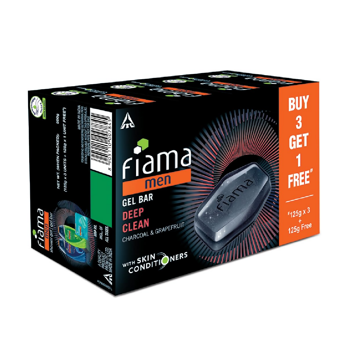 Fiama Men Deep Clean Gel Bar With Charcoal & Grapefruit