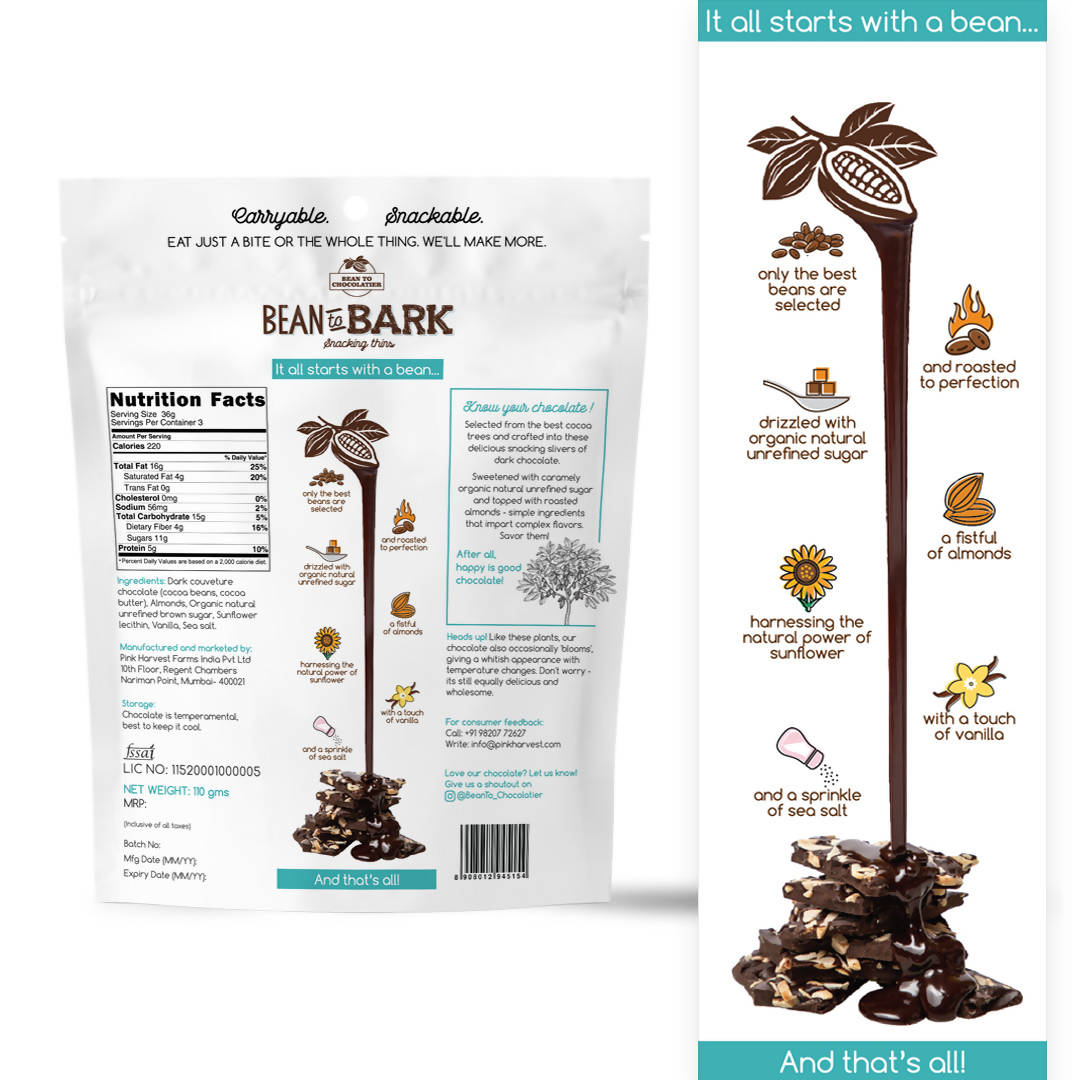 Pink Harvest Bean To Bark Dark Chocolate Almond Crunch