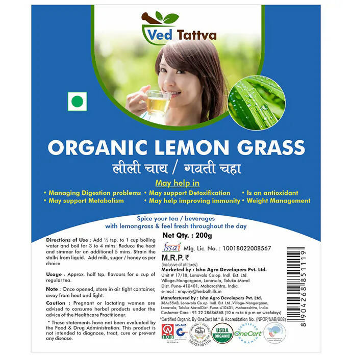 Ved Tattva Organic Lemon Grass Whole