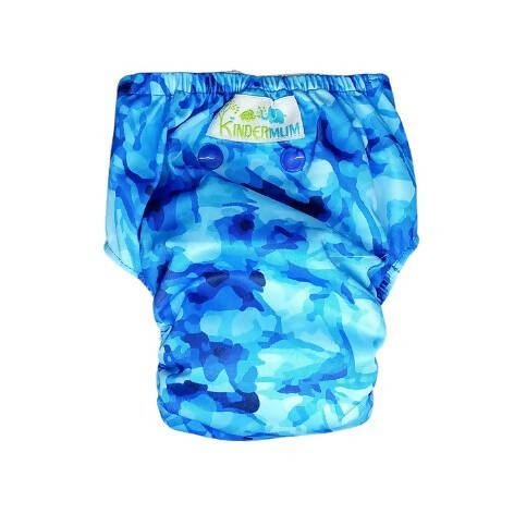 Kindermum Nano Pro Aio Cloth Diaper (With 2 Organic Inserts And Power Booster)- Aqua For Kids