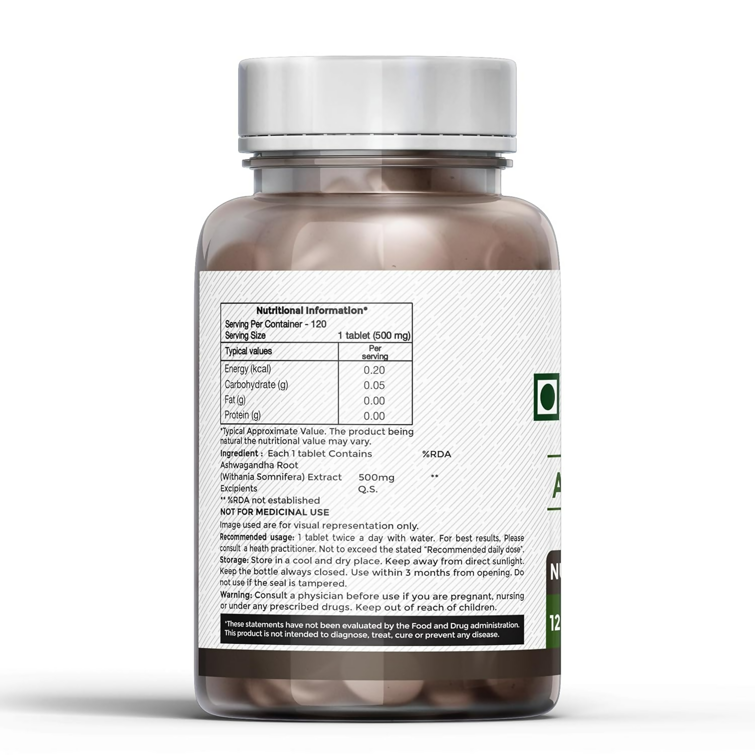 Carmel Organics Ashwagandha Root Extract 500 Mg Tablets