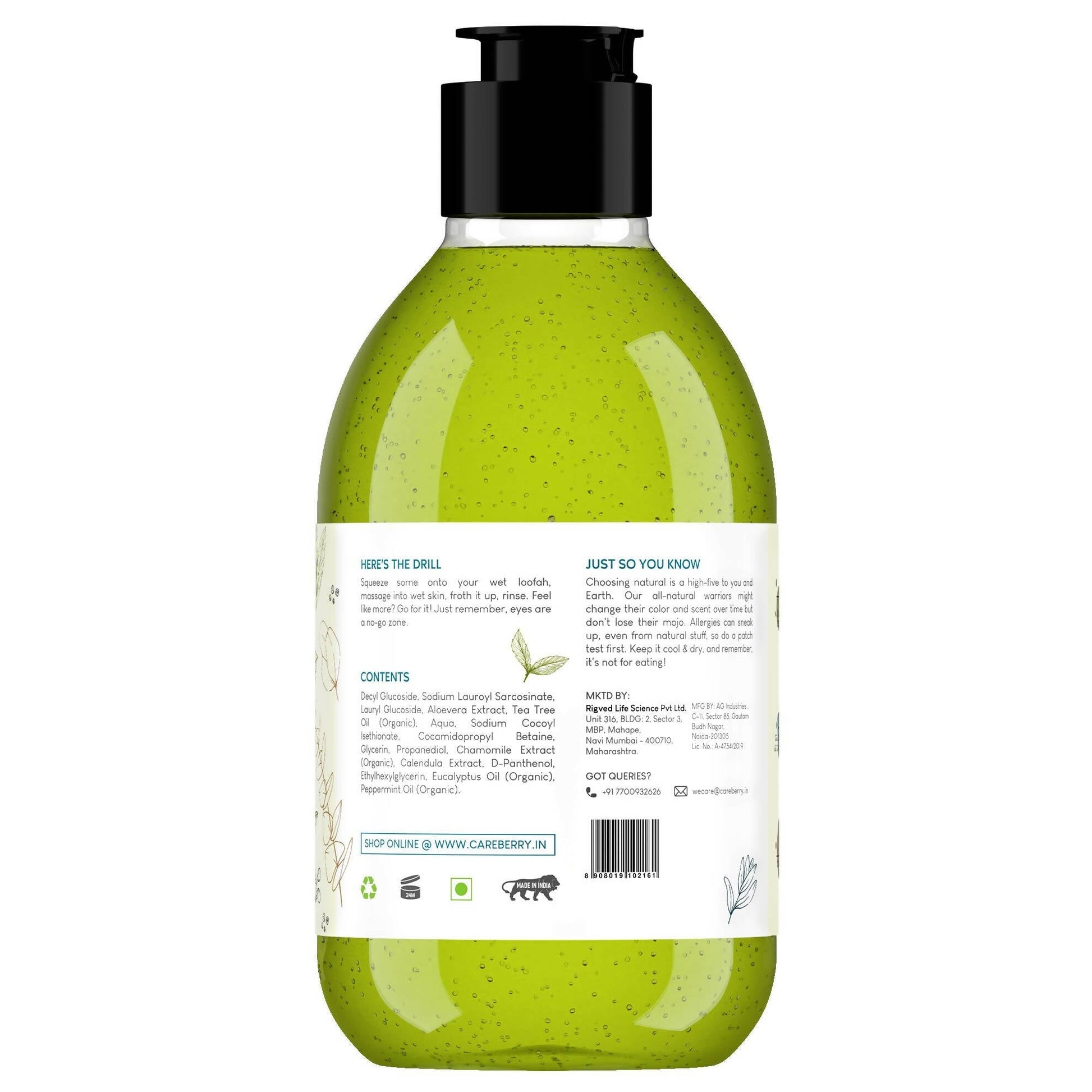 careberry tea tree eucalyptus oil shower gel buy in usa