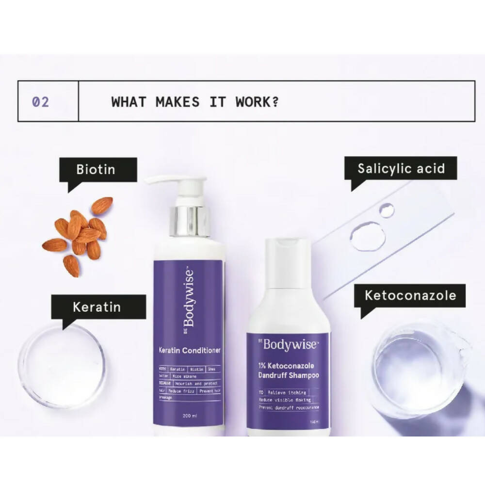 BeBodywise 1% Ketoconazole Dandruff Shampoo and Keratin Conditioner - DrMediCart