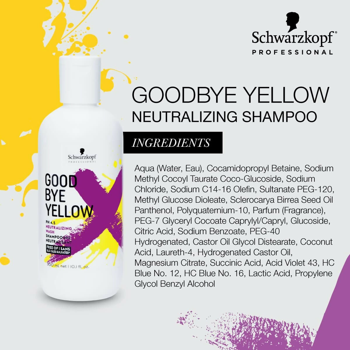 Schwarzkopf Professional Goodbye Yellow Neutralising & Anti-Yellow Sulfate Free Purple Shampoo - Drmedicart