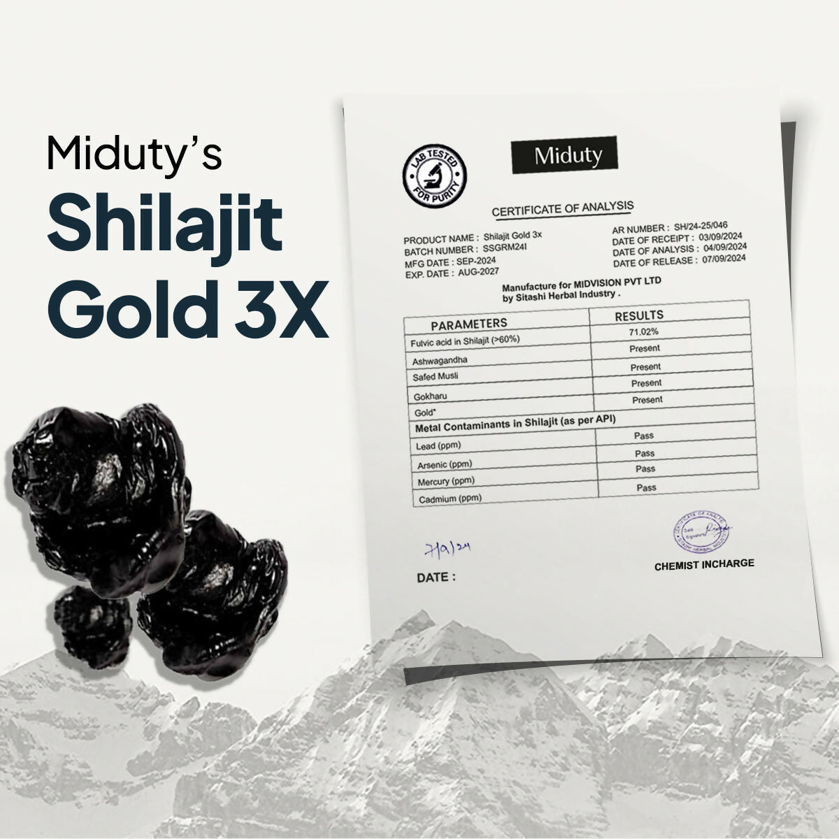Miduty by Palak Notes SJ Gold 3X Resin with Ashwagandha and Gold