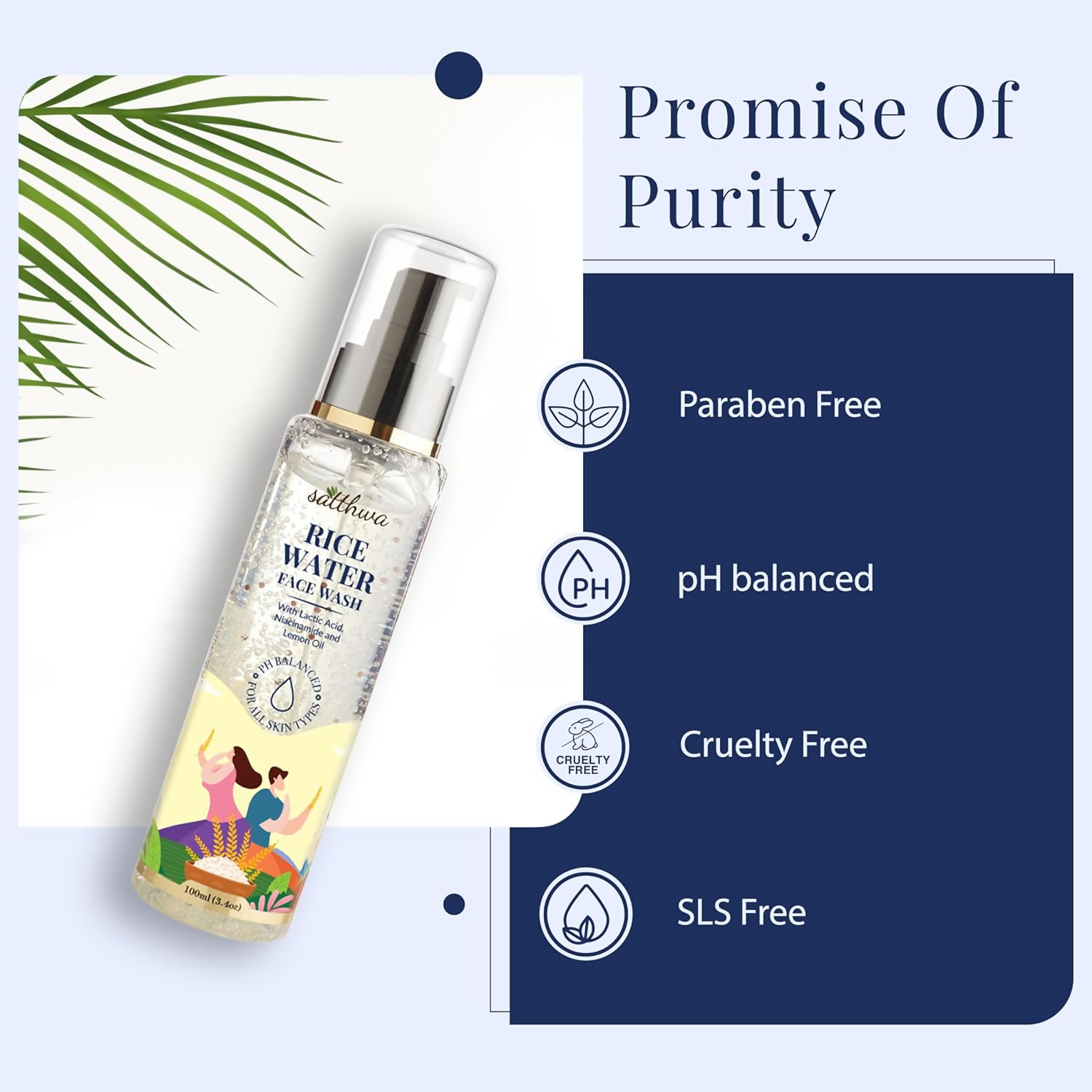 Satthwa Rice Water Face Wash With Niacinamide, Lactic Acid & 1% Salicylic Acid