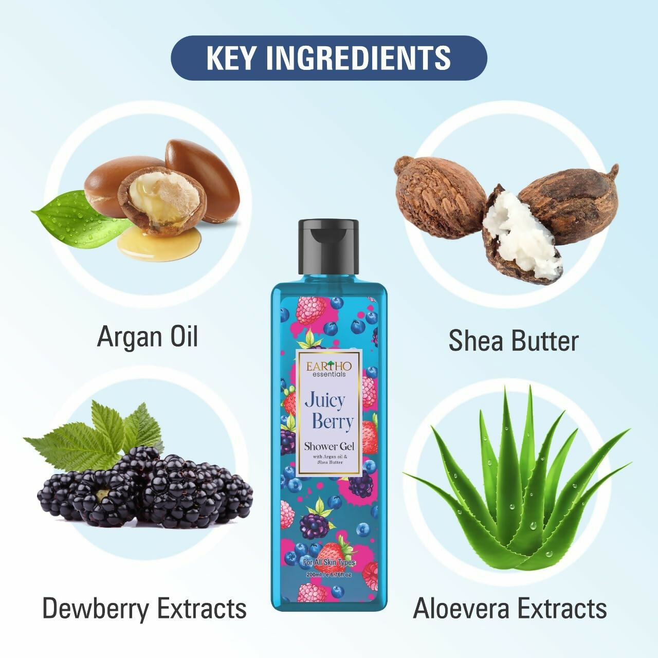 Eartho Essentials Juicy Berry Fusion Ayurvedic Shower Gel