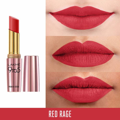 Lakme 9To5 Primer + Creme Lip Color - Red Rage CR3 - DrMediCart