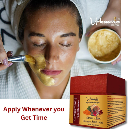 Urbaano Herbal Ayurveda Concepts Face Brightening Cleanser, Scrub, Mask 3-in-1 Instant Glow