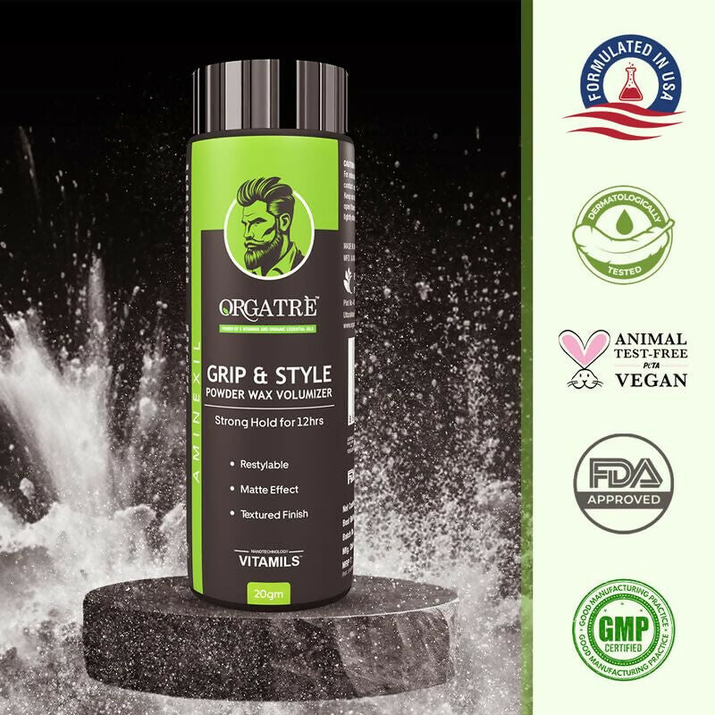 Orgatre Grip And Style Hair Volumizing Powder Wax, Strong hold For 12 Hrs Hair Wax