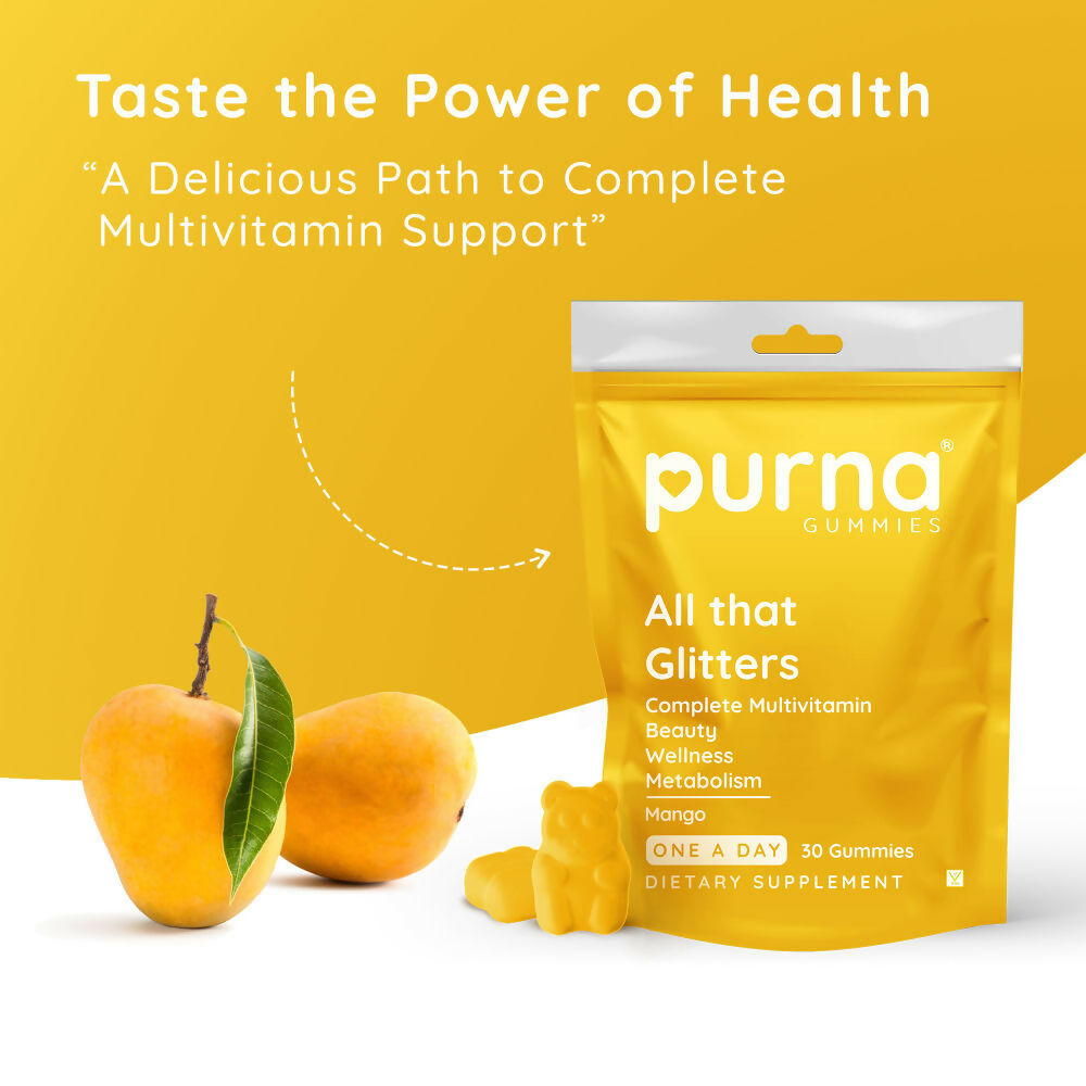 Purna Gummies Multivitamin Mango Gummies with Vitamins & Minerals