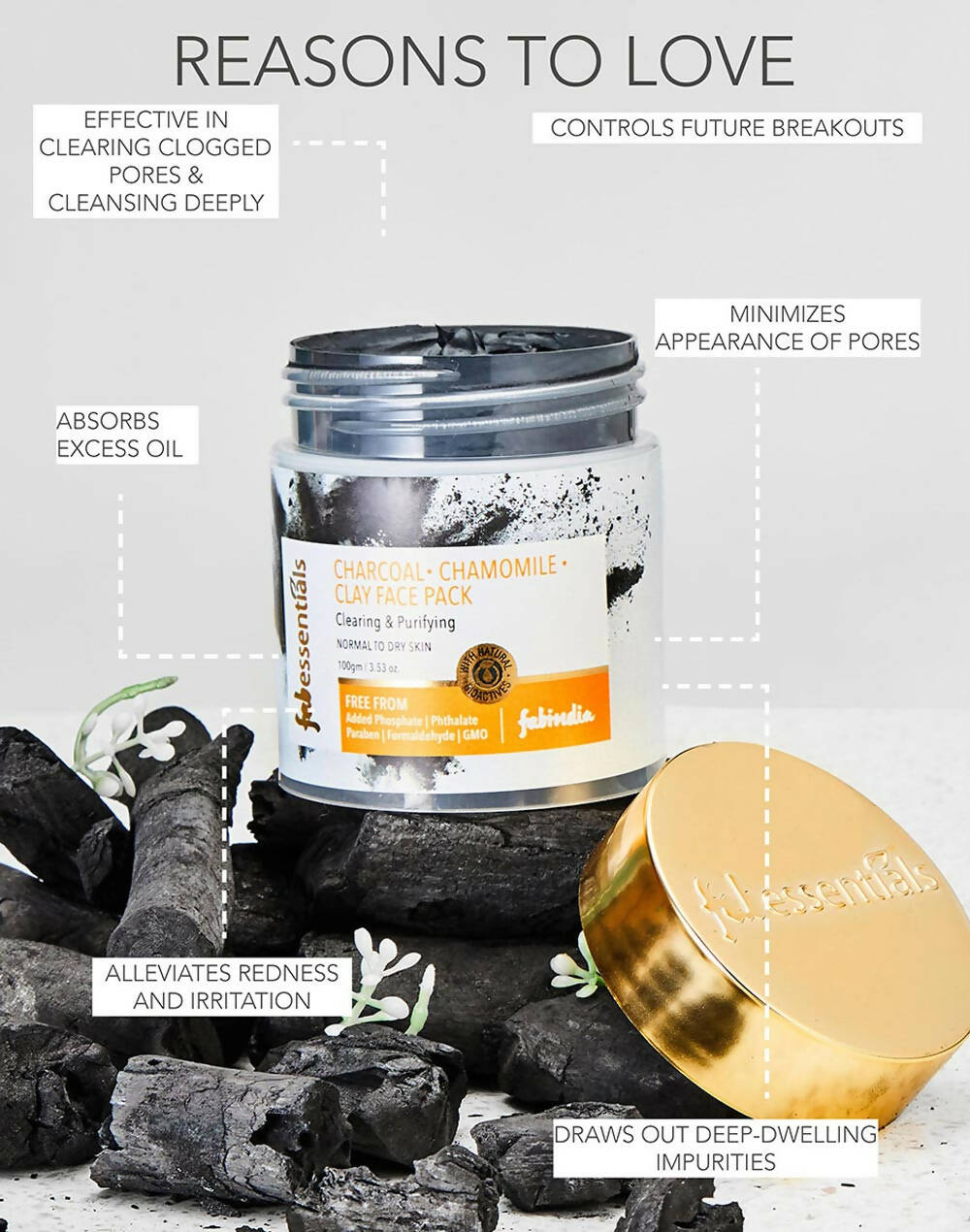 Fabessentials Charcoal Chamomile Clay Face Pack