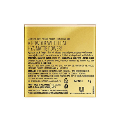 Lakme 9 To 5 Hya Matte Pressed Powder - Cinnamon