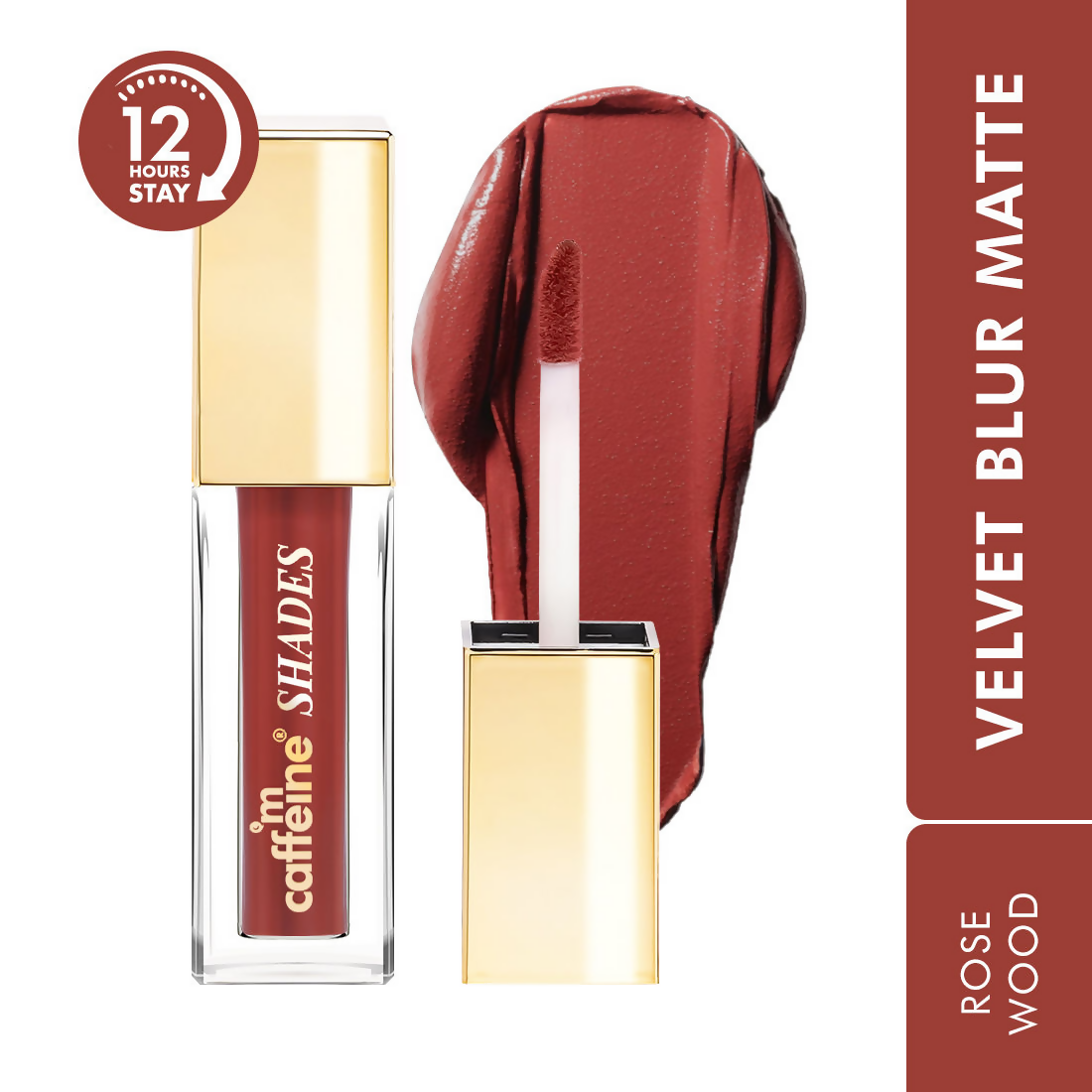 mCaffeine Shades Velvet Blur Matte Liquid Lipstick 12 Hrs Stay & Lightweight - Rosewood