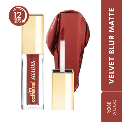 mCaffeine Shades Velvet Blur Matte Liquid Lipstick 12 Hrs Stay & Lightweight - Rosewood