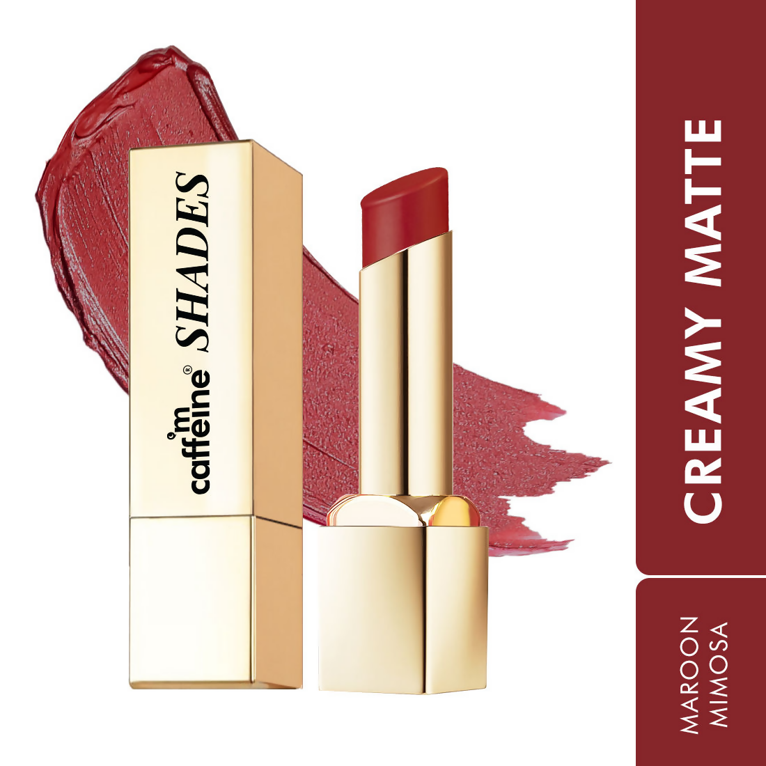 mCaffeine Shades Creamy Matte Kiss Bullet Lipstick Moisturizing Lightweight - Maroon Mimosa