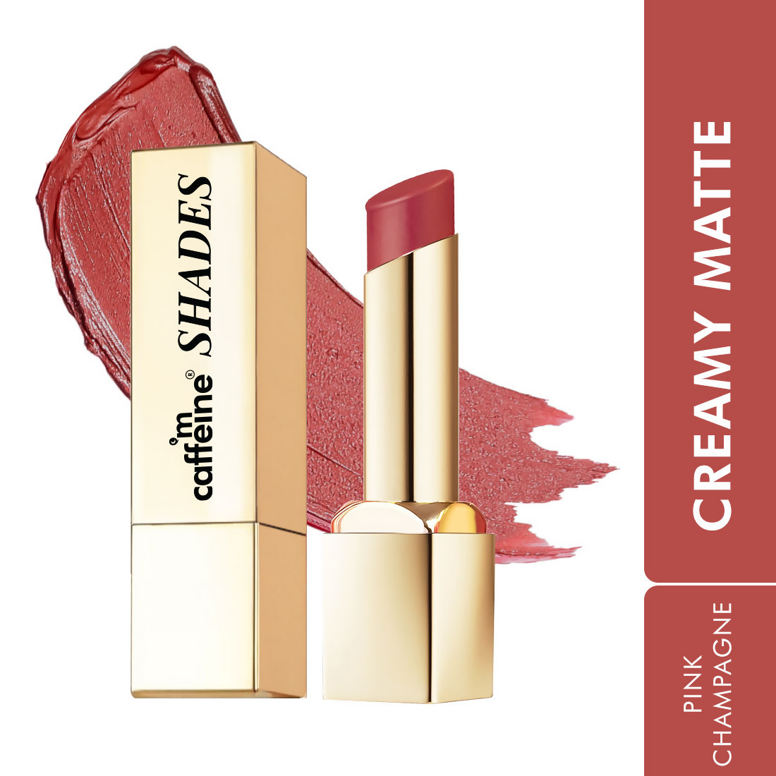 mCaffeine Shades Creamy Matte Kiss Bullet Lipstick Moisturizing Lightweight - Pink Champagne