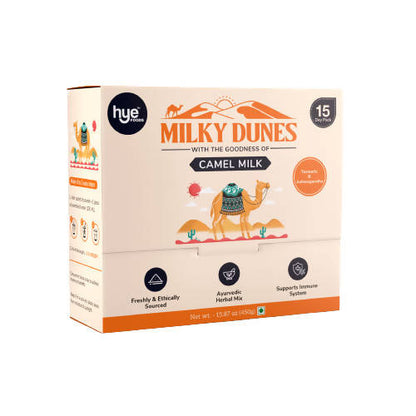 Buy hye Foods Milky Dunes With The Goodness Of Camel Milk-Turmeric & Ashwagandha Flavour from DrMediCart, Ship from India to USA