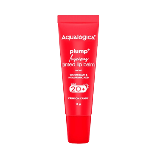 Aqualogica Crimson Candy Plump+ Luscious Tinted Lip Balm with Watermelon and Hyaluronic Acid, SPF 20+