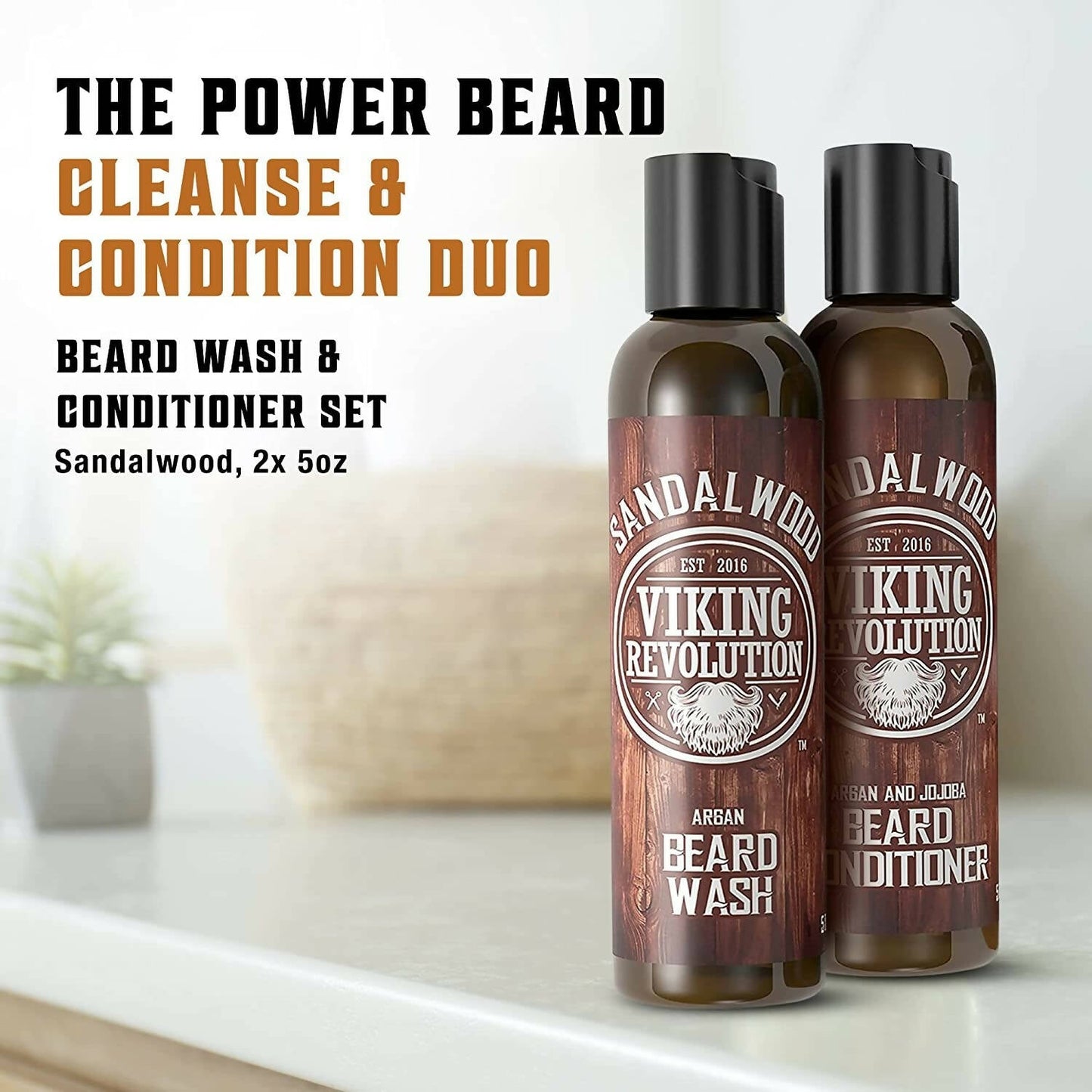 Viking Revolution Sandalwood Beard Wash and Beard Conditioner Combo - DrMediCart