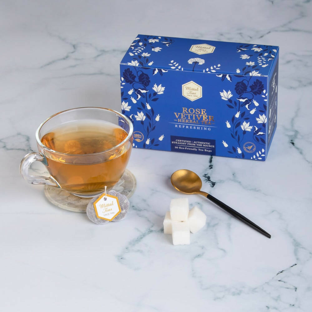Mittal Teas Rose Vetiver Herbal Tea - Eco Friendly Bags