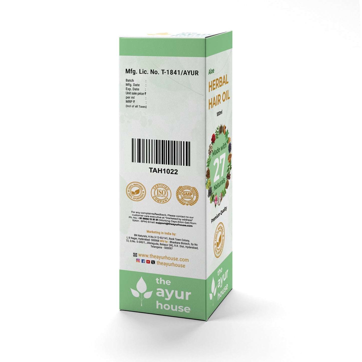 The Ayur House Aloe Vera Herbal Hair Oil 27 Herbs