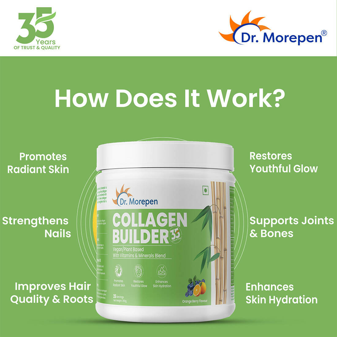 Dr. Morepen Natural Collagen Builder - Orange Berry Flavour