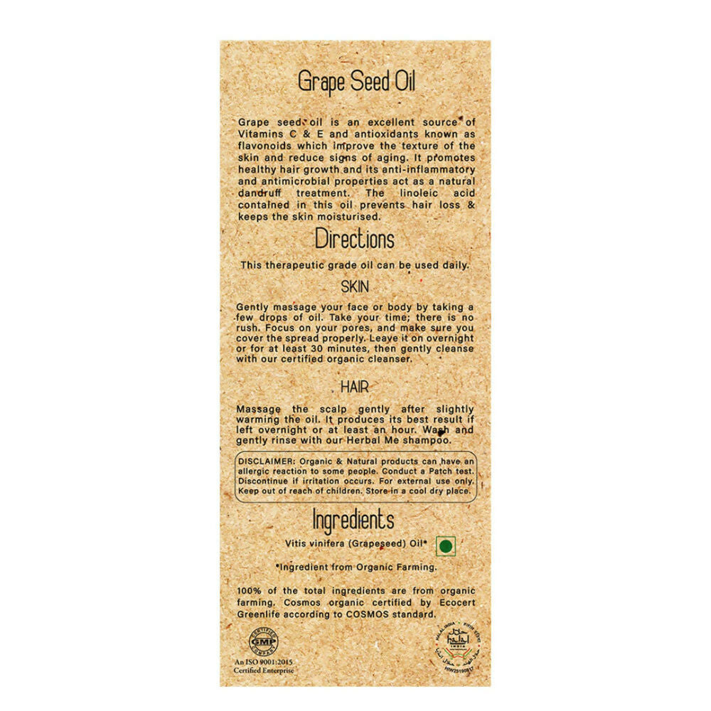 Herbal Me Cold Pressed Grape Seed Hair Oil