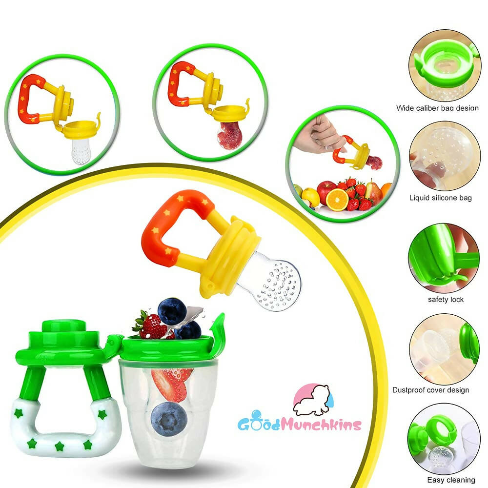 Goodmunchkins Silicone Spoon Food Feeder & Fruit Feeder for Toddlers Food Grade Silicone Bottle 90ml-Blue