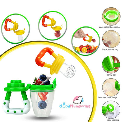 Goodmunchkins Silicone Spoon Food Feeder & Fruit Feeder for Toddlers Food Grade Silicone Bottle 90ml-Blue