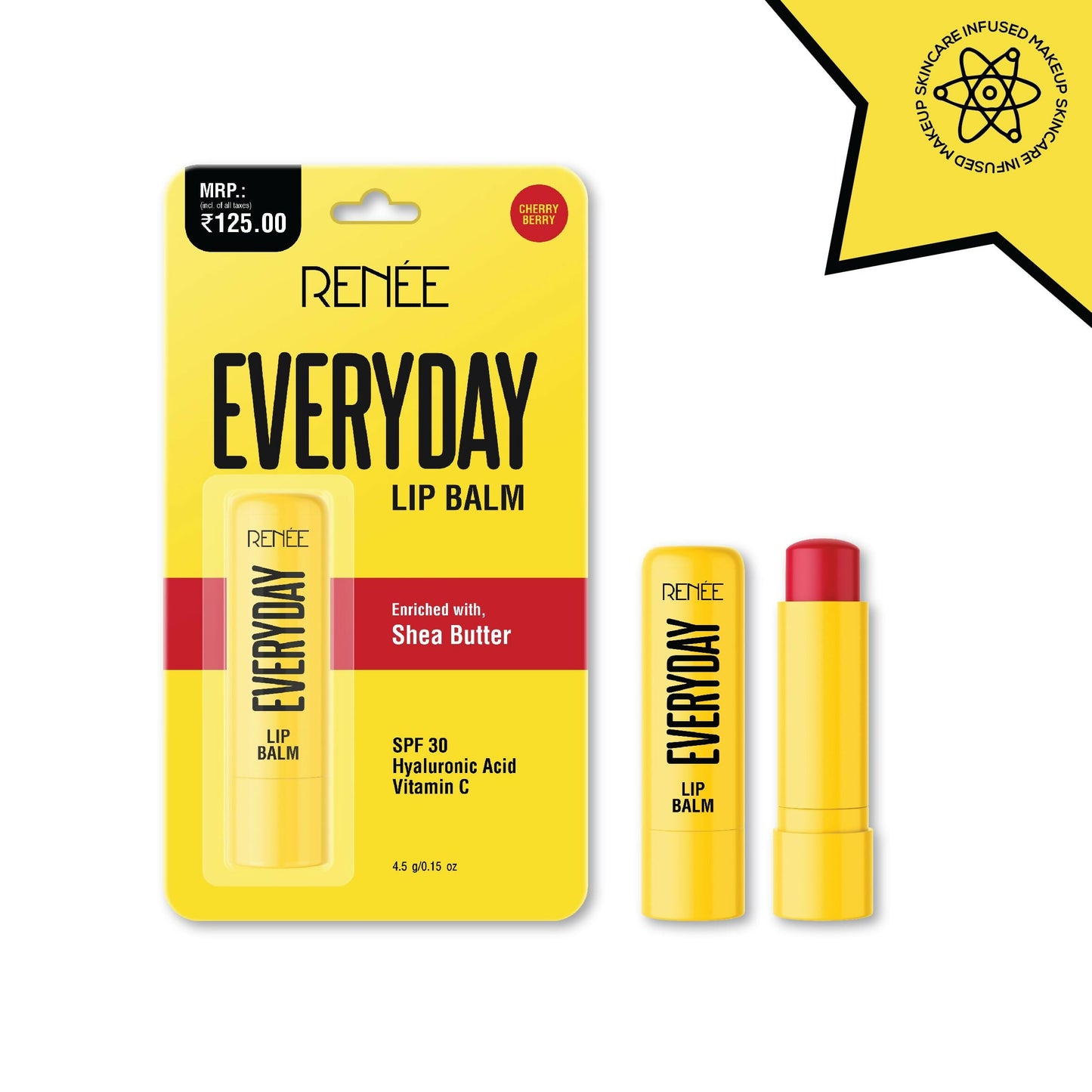Renee Everyday Tinted Lip Balm - Cherry Berry, Moisturizes & Protects with SPF 30