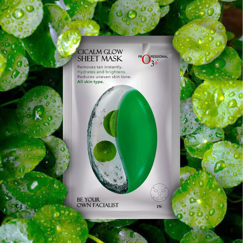 Professional O3+ Cicalm Glow Sheet Mask With Cica For D-Tan & Glow