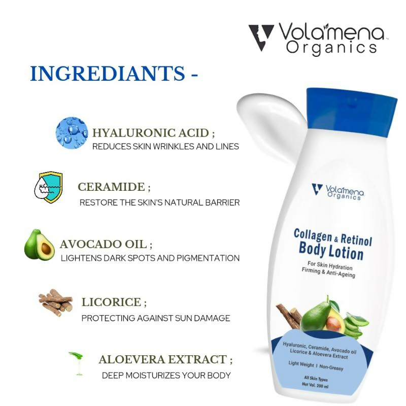 Volamena Collagen & Retinol Body Lotion With Hyluronic Acid & Ceramide