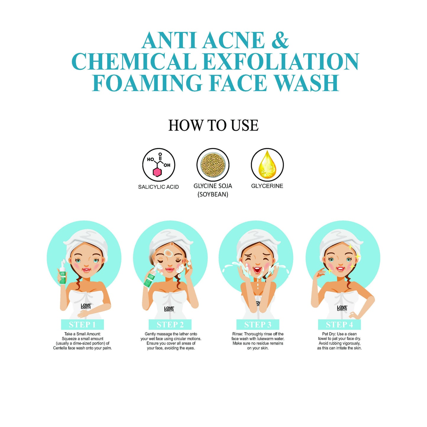 Love Earth Anti Acne & Chemical Exfoliation Foaming Face Wash